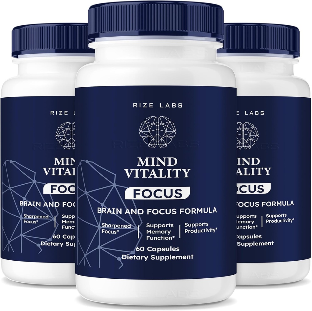 rize labs Mind Vitality Focus Brain Supplement, Mind Vitality to Boost Focus and Concentration & Αποφύγετε Mid-Afteron Fatigue, Mind Vitality Advanced Formula Reviews (180 Κάψουλες) (Pack of 3)