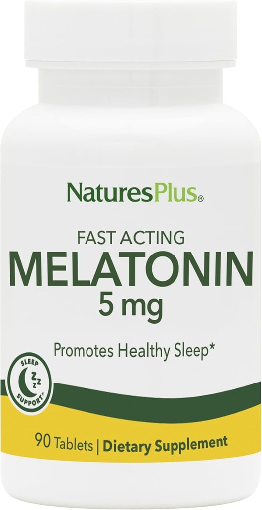 Natures Plus Melatonin 5 mg - 90 Hızlı Oyunculuk - Vegan, Gluten Free - 90 hizmet