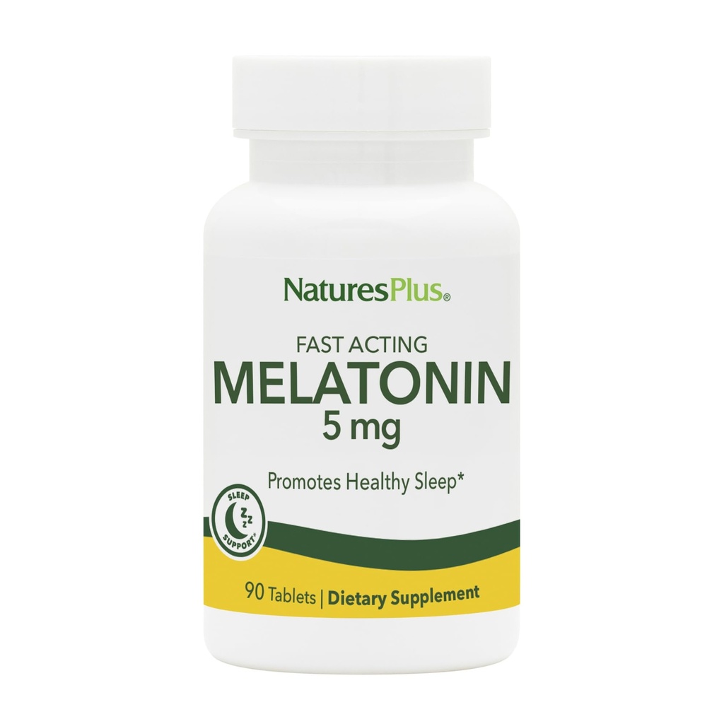 NaturesPlus Melatonin 5 mg - 90 Fast-Acting Tablets - Vegan, Gluten Free - 90 Servings