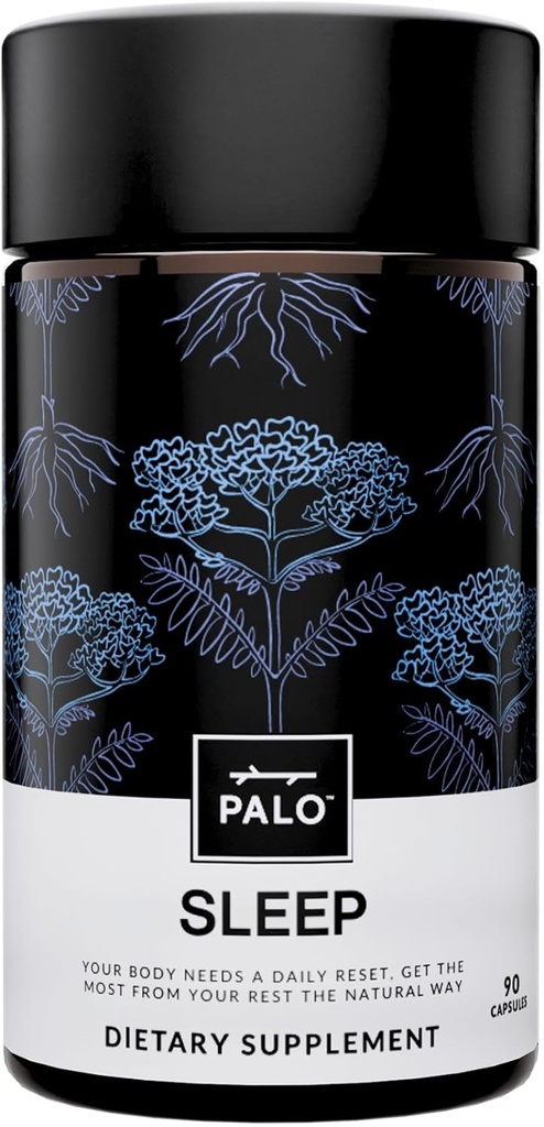 PALO Sleep & Stress Support – Melatonin-Free Vegan Supplement with Organic Valerian Root, L-Theanine, Magnezyum, Chamomile, Lemon Balm & Passionflower – 90 Capsules