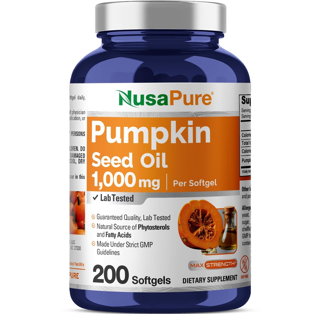 NusaPure Riley Tohum Yağı 1000 mg 200 Softgel Capsules (Non-GMO, Soyfree) Doğal Occurring Phytosterols