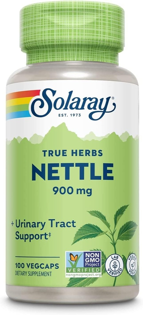 Solaray Nettle Leaf 300 mg | Sağlıklı Kidney, Urinary & Prostate Support | Sağlıklı Alerji Yanıt & Respiratory Wellness | 100 Kont | 2 Paket
