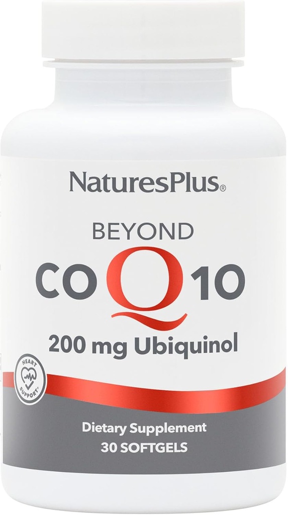 Natures Plus Beyond CoQ10-200 mg Ubiquinol - 30 Easy to Swallow Softgels - High Potency, High Abxia Supplement, Supports Heart Health, Antioksi - 30 Servisler
