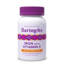 Barimelts Demir Vitamini C, 90 Fast-Dis çözme Tabletleri (1-Month Supply), Kadınlar için Sugar-Free Bariatric Iron Supplement, Natural Orange Flavor