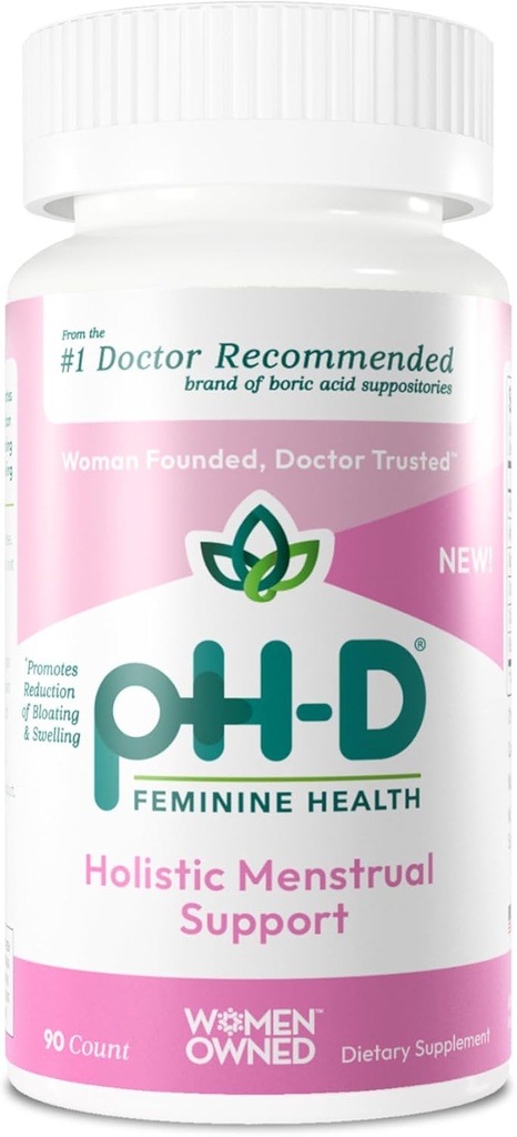 PH-D Feminine Health Support - Holistic Menstrual Support - Oral Supplement withuba, Magnezyum, Chamomile, and Black Cohosh - 90 Countistic Menstrual Support - Oral Supplement