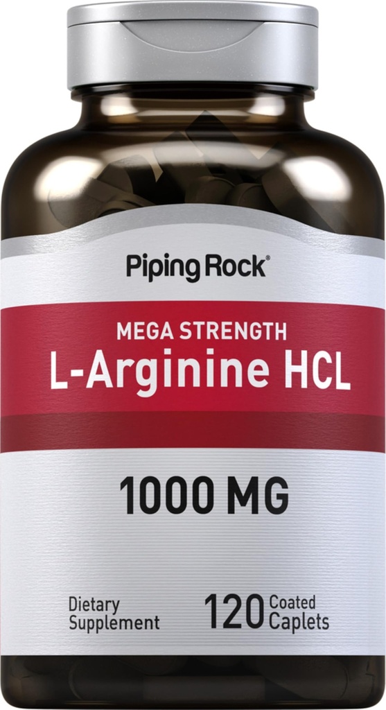 Piping Rock L-Arginine HCl 1000 mg | 120 Caplets | Erkekler ve Kadınlar için Tamam | Mega Strength | Vegetarian, Non-GMO, Gluten Free