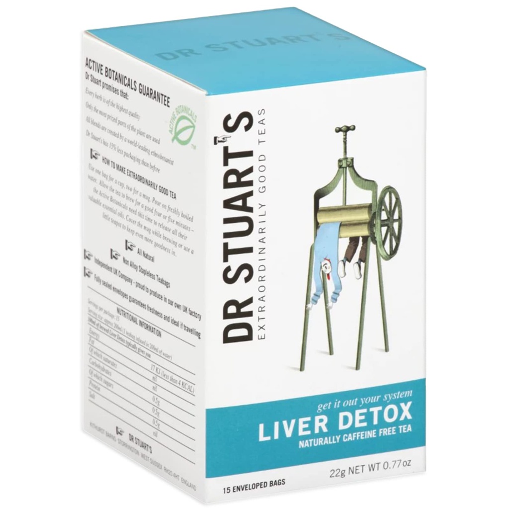 Dr Stuarts Liver Detox Çay Çantası | 22g (15 Teabags) | Detoxification Support için Doğal Herbal Infüzyon | Liver Health ve Cleansing | Reneing Flavor