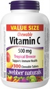 Webber Naturals Vitamin C, 300 Chewable Tropikal Breeze Flavor Tabletleri, 500 mg of Vitamin C Per Tablet, Bones, Teeth, Immune and Antioxy Support, Non GMO, Dairy & Gluten Free
