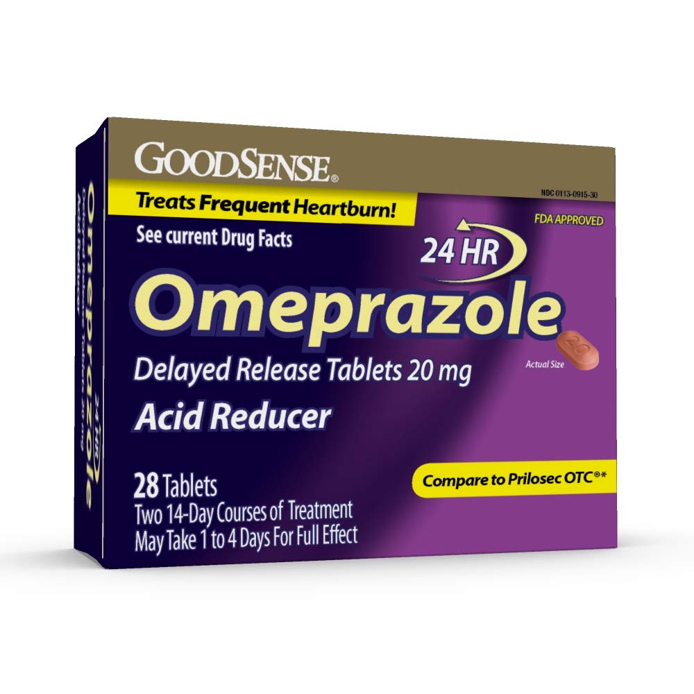 GoodSense Omeprazole Δισκία παρατεταμένης αποδέσμευσης 20 mg, Acid Reducer, Treats Spequent Heartburn, 28 Count