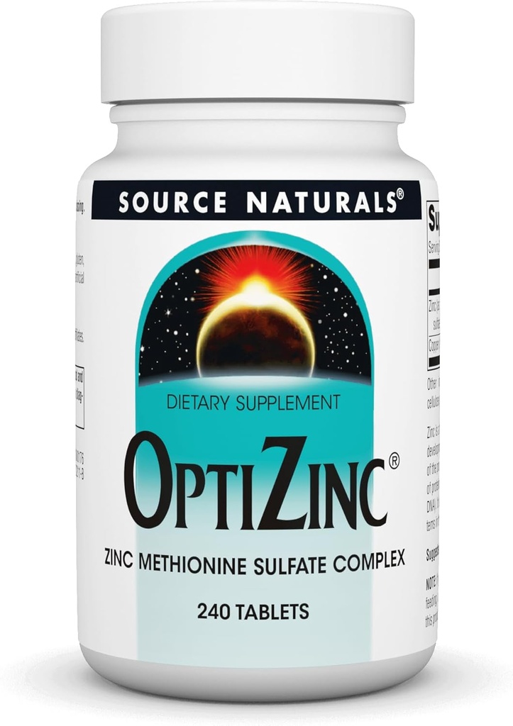Source Naturals OptiZinc ψευδάργυρος Μεθειονίνη Sulfate Complex & Συμπλήρωμα διατροφής - 240 δισκία