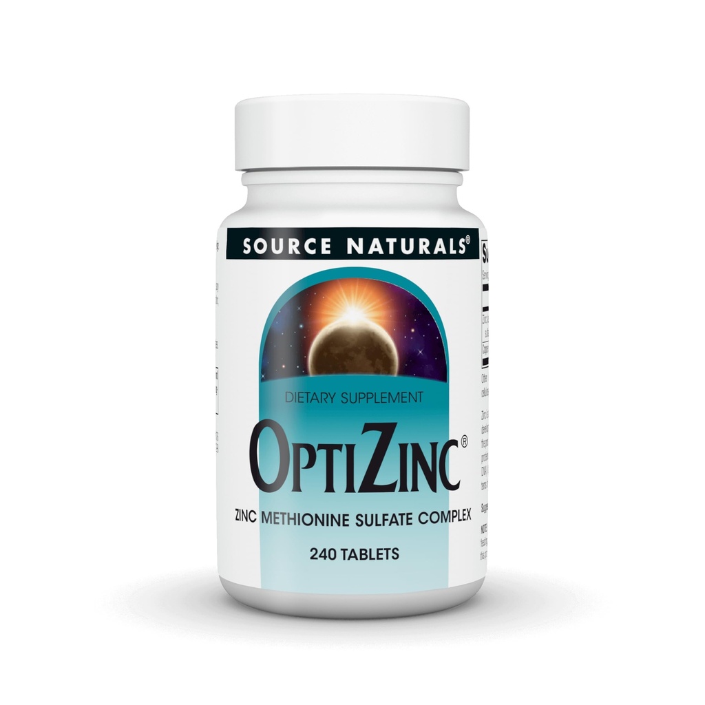 Source Naturals OptiZinc ψευδάργυρος Μεθειονίνη Sulfate Complex & Συμπλήρωμα διατροφής - 240 δισκία