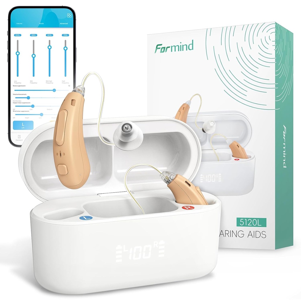 Formind Device İşitme Aids for Seniors - Advanced Alıcı-in-Canal (RIC) Design, 16-Channel Digital Sound, Gürültü-Cancelling, 2 Saat Hızlı Şarj 60 Saat Kullanımı, Üstün Ses Kalitesi