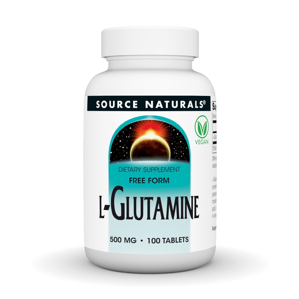 Source Naturals L- Glutamine, Free Form Amino Acid που υποστηρίζει τη μεταβολική ενέργεια*, 500mg - 100 δισκία