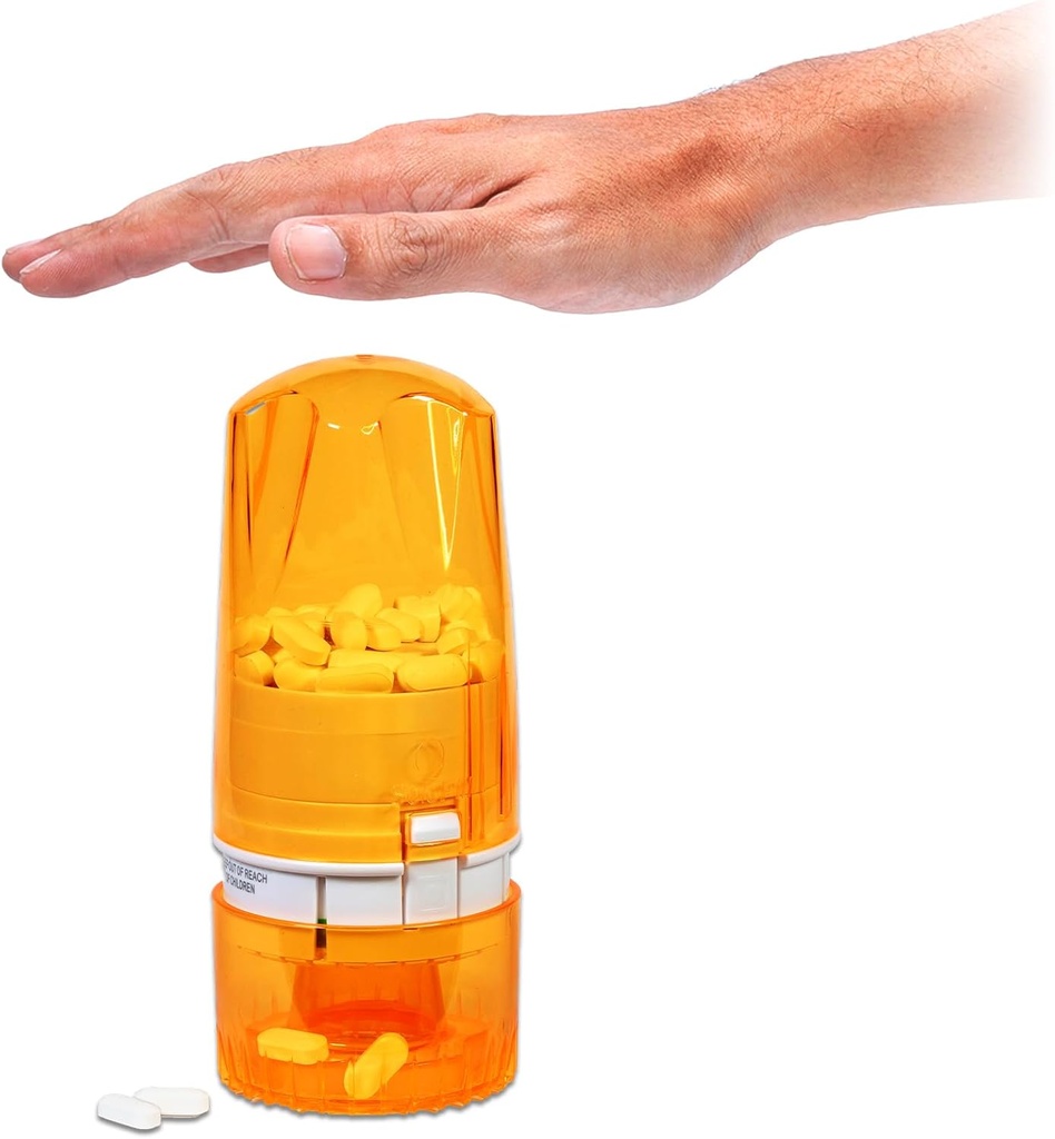 Pill Dispenser - Κάτοχος φαρμακευτικής αγωγής για ενήλικες & ηλικιωμένους - Χαρακτηριστικό κλειδώματος - Αρθρίτιδα Φιλικό - Ένα Push, Ένα Χάπια - Απροσάρμοστη & Υγιεινή - 75 Στρογγυλά δισκία