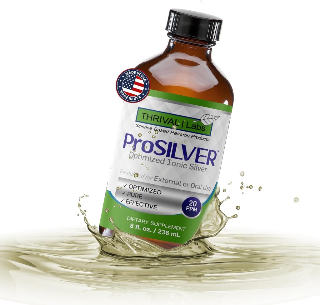Ionic Colloidal Silver Liquid 20 PPM Bio Active for Immune Support Glass Şişe 8oz Organik Supplement
