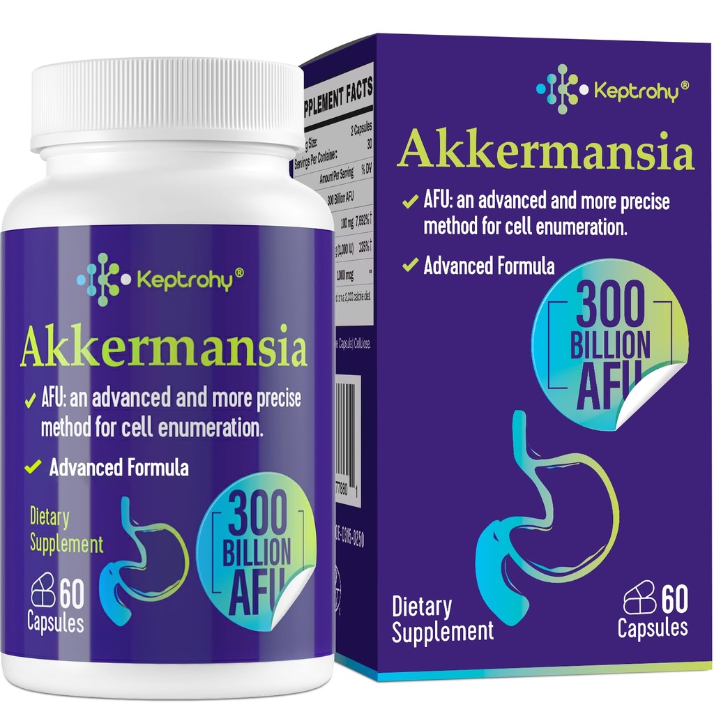 300 Billion AFU Akkermansia Muciniphila - A Live Probiotics for Women Men, Supports GLP-1 Digestive Gut, Immune & Overall Health, Enhances Gut Digestive Lining function, 60 Count (Pack of 1)