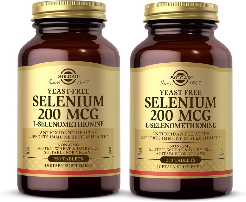 Solgar Yeast-Free Selenium 200 mcg - 250 Tablet, 2 Paket - Antioksi ve Immune System Health - Non-GMO, Vegan, Gluten Free, Dairy Free, Kosher - 500 Toplam Hizmetler