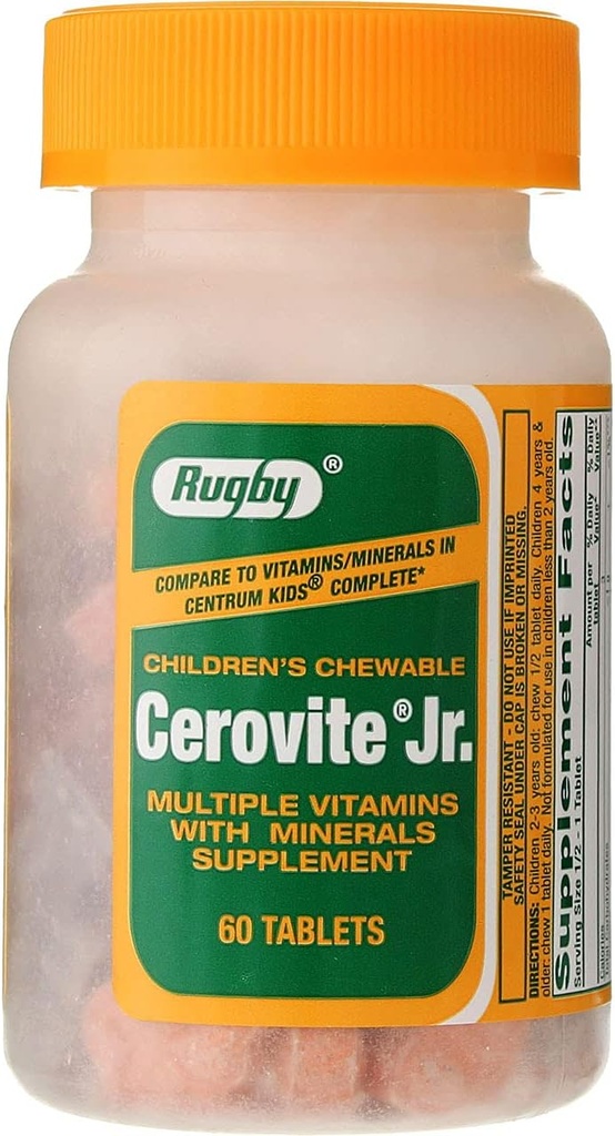 Rugby Cerovite Jr. Çocuk Chewable 60 Tabs