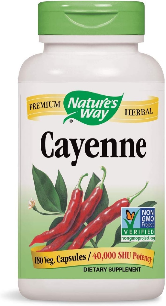 Nature's Way Cayenne 40.000 SHU Potency, 180 Vegetarian Capsules, 2 Paket