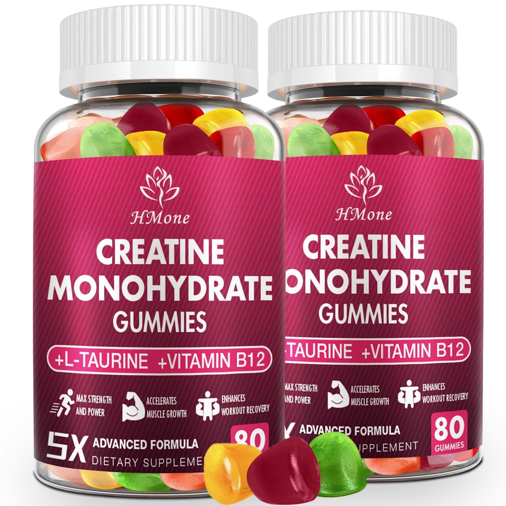 Tinatine Monohidrat Gummies - Erkekler ve Kadınlar için 5g, 160 Kont ve Kre Wintine Chewable Supplements for Muscle Unity, Energy Boost, and Muscle Builder, Sugar Free, Vegan