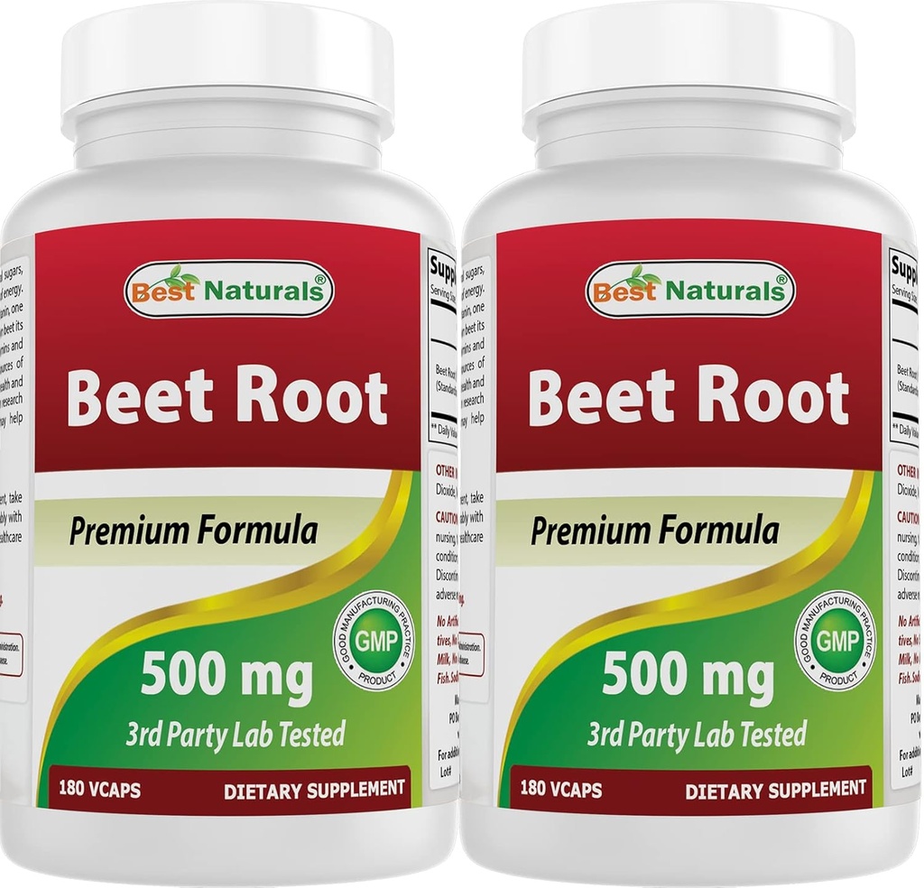 Best Naturals Beet Root Powder 500 mg 180 Κάψουλες (180 Count (Pack of 2))