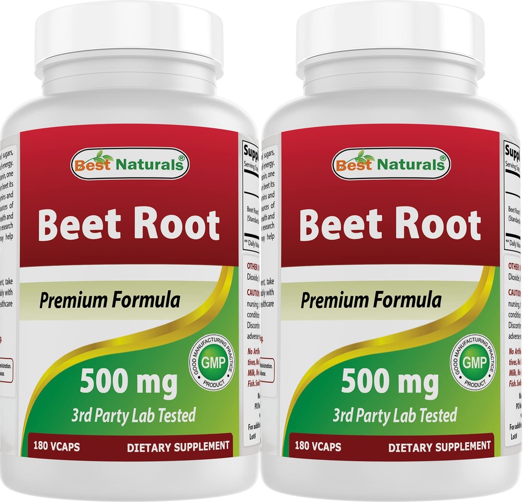 Best Naturals Beet Root Powder 500 mg 180 Κάψουλες (180 Count (Pack of 2))