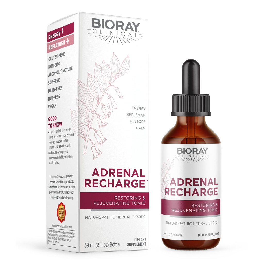 BIORAY Klinik Adrenal Recharge - 2 fl oz - Restoring & Rejuvenating Alkol Tincture - Non-GMO, Vegan, Gluten Free