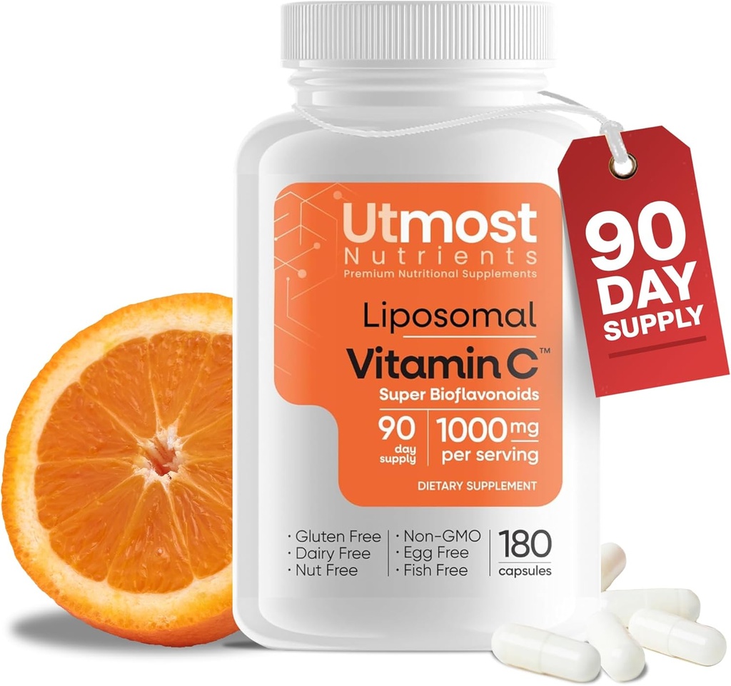 Liposomal Vitamin C - 1000MG VIT C & 100MG Super Bioflavonoid Complex for Enhanced Wellness 