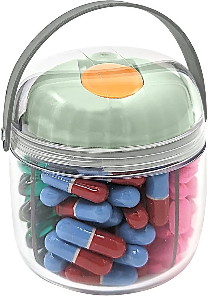 Mini Pill columns Organizer Şişe, Daily Travel Drug Box with Secure Closure (Mini - Green)