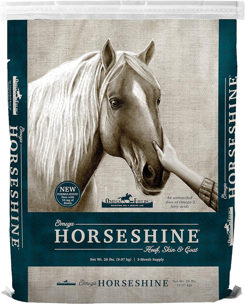 Omega Horselshine Το Συμπλήρωμα Ωμέγα 3, Βοηθά στη διατήρηση ενός γυαλιστερού υγιούς παλτό, 20 lb, Brown