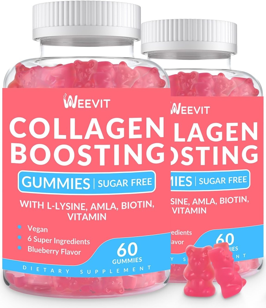 Collagen Gummies, Vegan Collagen Gummies For Women with L-Lysine, Amla, Biotin, Vitamin C, A, E, Collagen ATM Gummies Supplement for Hair Skin Nails