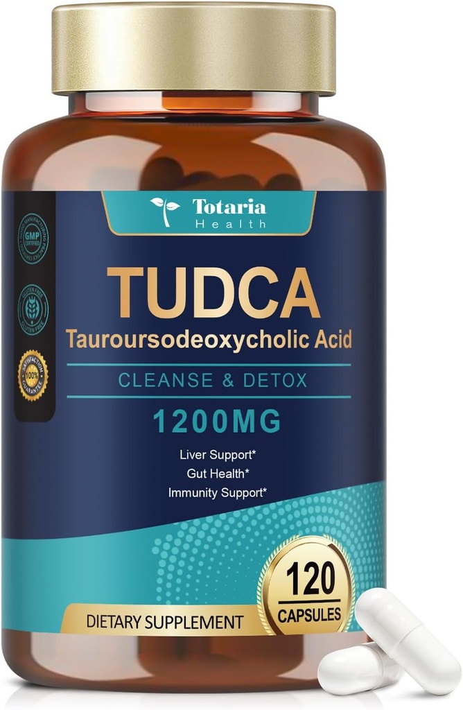 Totaria TUDCA Bile Salts 1200 mg (Tauroursodeoxycholic Acid), 120 Capsules, Ultra Strength Pure TUDCA Liver Supplements, Liver ve Gallbladder Cleanse & Repair, Vegan