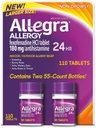 Allegra 24 Saat Kapalı ve Açık Alerjiler 180mg 55 Tablet, 2 Paket (110 ct.)
