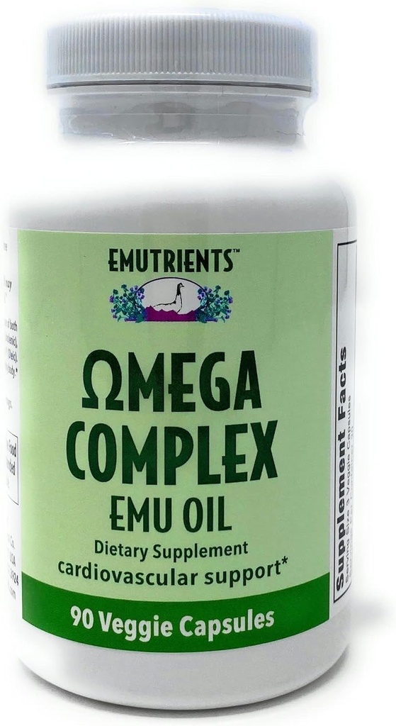 Montana Emu Ranch - Emutrients Omega Kompleks Emu Oil 750 mg (90) Veggie Caps - Cardiovascular Desteği için Diyet Supplement* - Omegas 3, 6, 7 ve 9