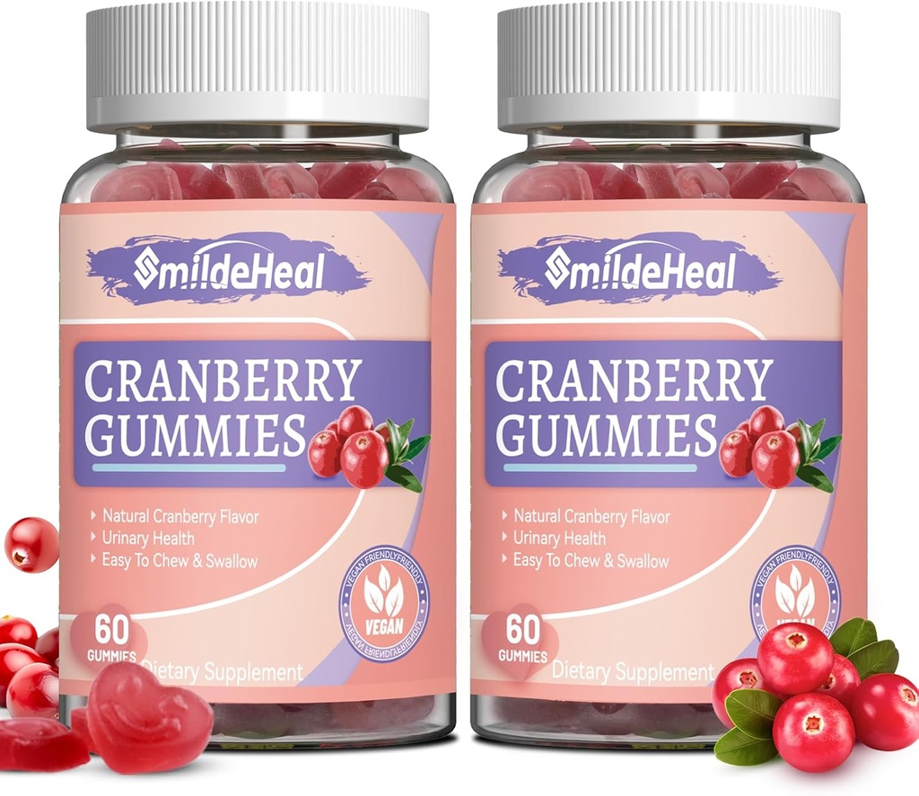 Cranberry Gummies 1000 mg, Cranberry Supplements for Women, with D-Mannose 250 mg, Womens Probiyotik Gummies, Urinary Tract Health, Cranberry Flavor, NO GMOs, 60 Count (Pack of 2)
