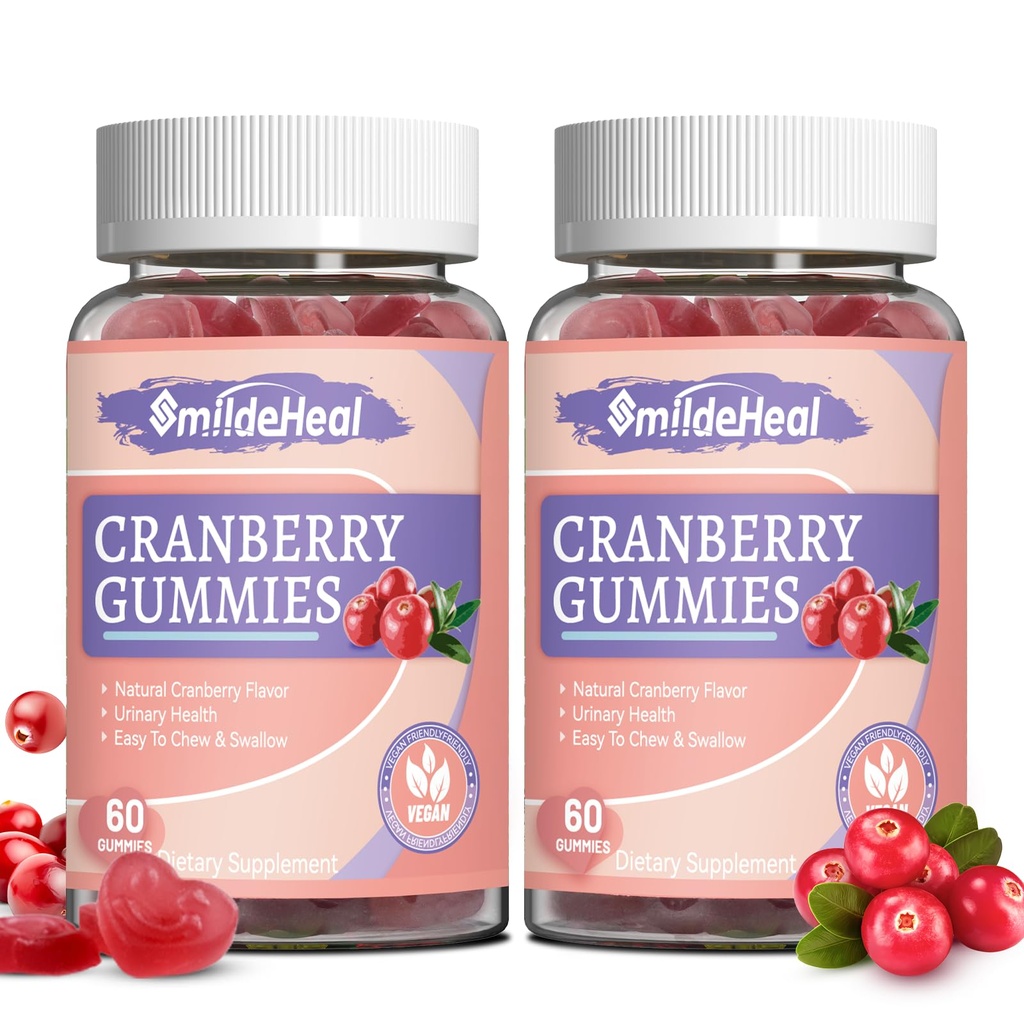 Cranberry Gummies 1000 mg, Cranberry Supplements for Women, with D-Mannose 250 mg, Womens Probiyotik Gummies, Urinary Tract Health, Cranberry Flavor, NO GMOs, 60 Count (Pack of 2)