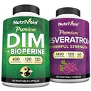 Nutrivein Premium Resveratrol Capsules ve DIM Supplement Sche: High-Abions Resveratrol Tamam ve DIM for Recovery, Balance ve Vitality