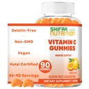 SHIFAA NUTRITION Vegan Vitamin C Gummies | 90 Gummies, 250mg 45 Hizmet | No-GMO | Gluten-Free, Gelatin-Free | Immune Support Gummies & Season Support for Kids & Yetişkinler Halal Vitamins