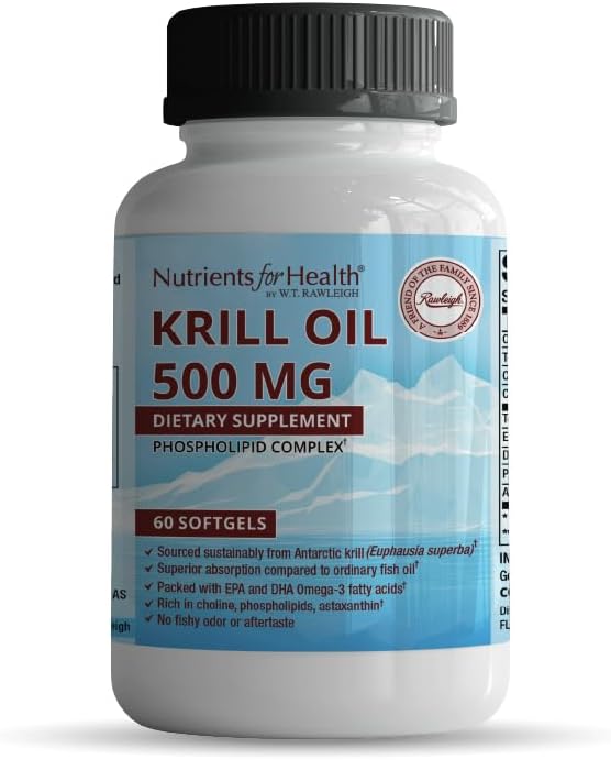 Rawleigh Premium Red Krill Oil: 60 Non-GMO Softgels, Euphasia Superba Oil bir gün, Choline, Phospholipids, Astaxanthin, EPA & DHA Omega-3 Fatty asitleri, Kalp, Ortaklar, Beyin Sağlığı
