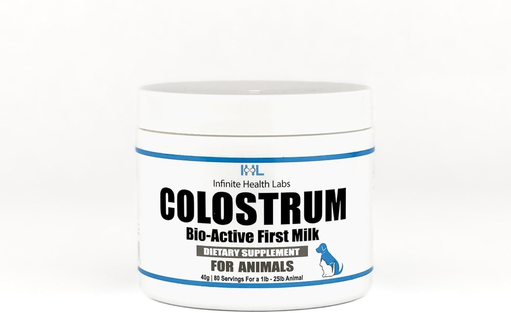 Köpekler için Bio-Active Bovine Colostrum, Cats, Puppies, Kittens & Pets - Daily Colostrum Toz Supplement 40g (80 Hizmet)
