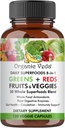Βιολογικά Veda Super Greens Reds Κάψουλες Veggies - 8 σε 1 Καθημερινή 30 Πλήρης Βιολογικά Superfoods Συμπλήρωμα Φρούτων & Λαχανικών - Papaya Enzymes, Spirulina, Chlorella, Moringa, Beet, Turmeric - 120 Vegan