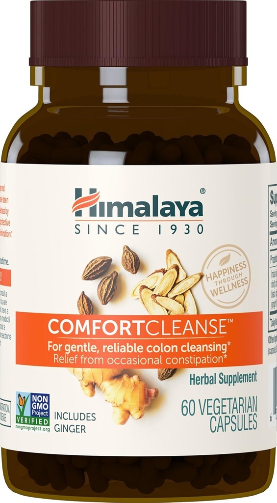 Himalaya ComfortCleanse & Occasional Constipation, Vegetarian, 500 mg, 60 Capsules, 1 Ay Supply