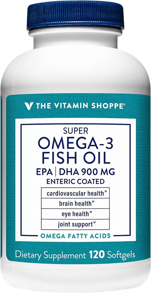 Shoppe Omega 3 Fish Oil 1290mg, EPA 735 mg & DHA 165 mg, 1080 Assured, Molecularly Distilled to Support Cardiovascular, Ortak ve Beyin Sağlığı (120 Softgels)