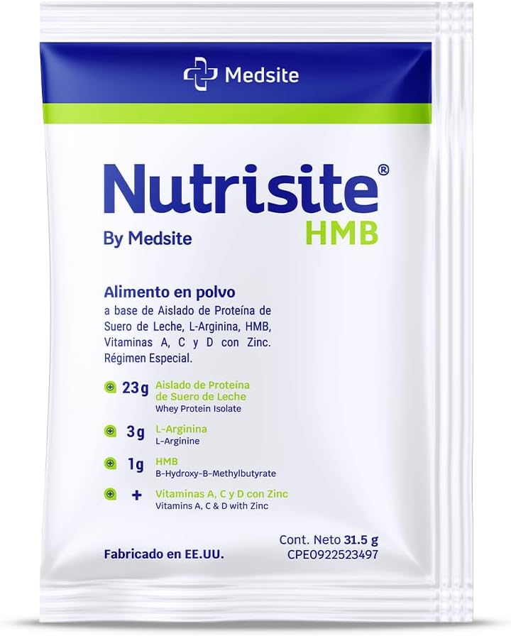 Nutrisite HMB – Special Medical Purpose Food, Single Pack – Modular Powdered Formula Based on Whey Protein Isolate, L-Arginine, HMB, Vitamins A, C, D, and Zinc – Mix with Orange Juice (1.11 Oz)