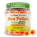 Arı Pollen Organik 1000 mg, w/Propolis, Royal Jelly, Sugar Free Bee Pollen Gummies Rich in B-Vitamin, Antioksis, Amino Asits, Bee Pollen Supplement for Energy, Skin & Immune (1 Pack)