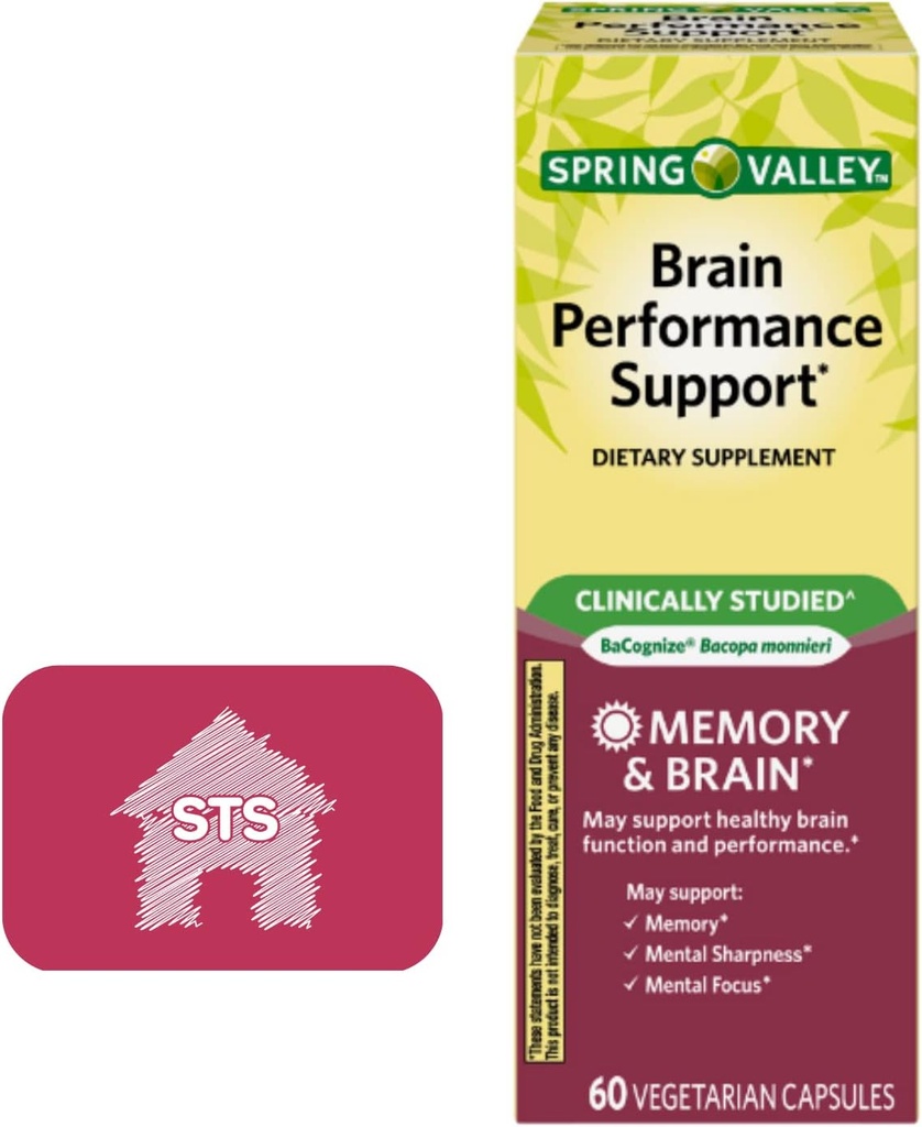 Spring Valley Brain Performance Support, 60 Count + STS Style.