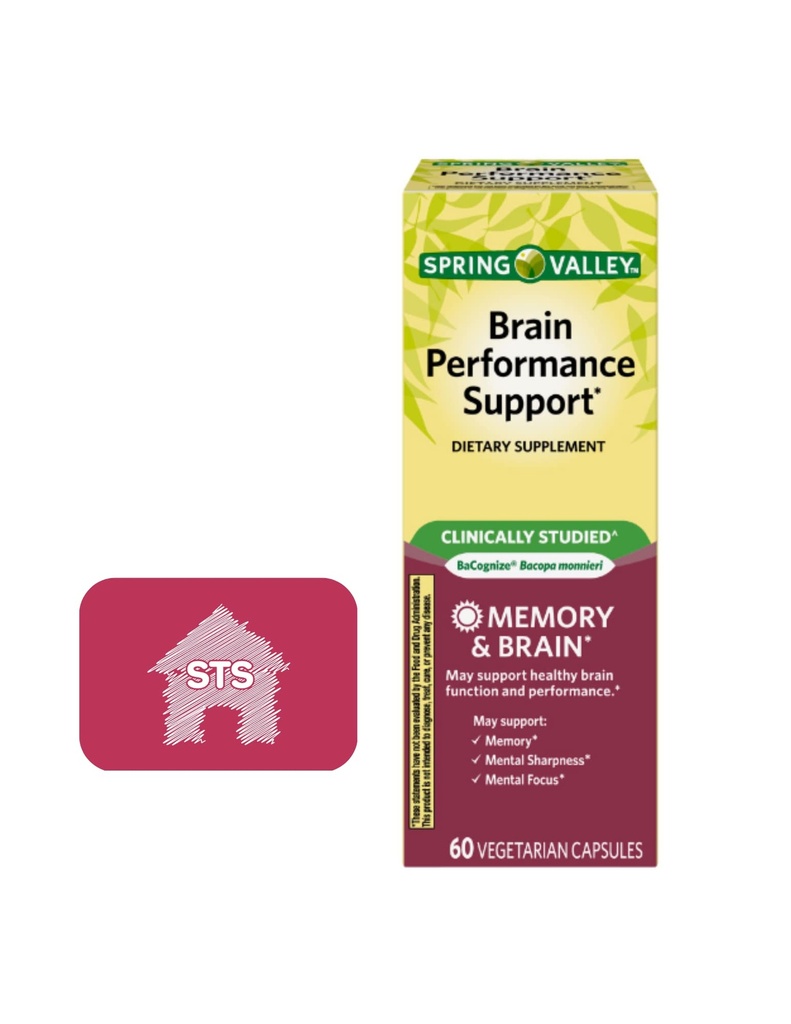 Spring Valley Brain Performance Support, 60 Count + STS Style.