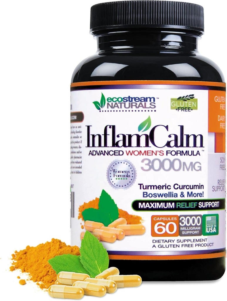 Women's Formula 3000 InflamCalm Advanced with Turmeric, Curcumin, Enzymes and Boswellia. Vejetaryen, Gluten Free - (Pazar Mayıs Vary)