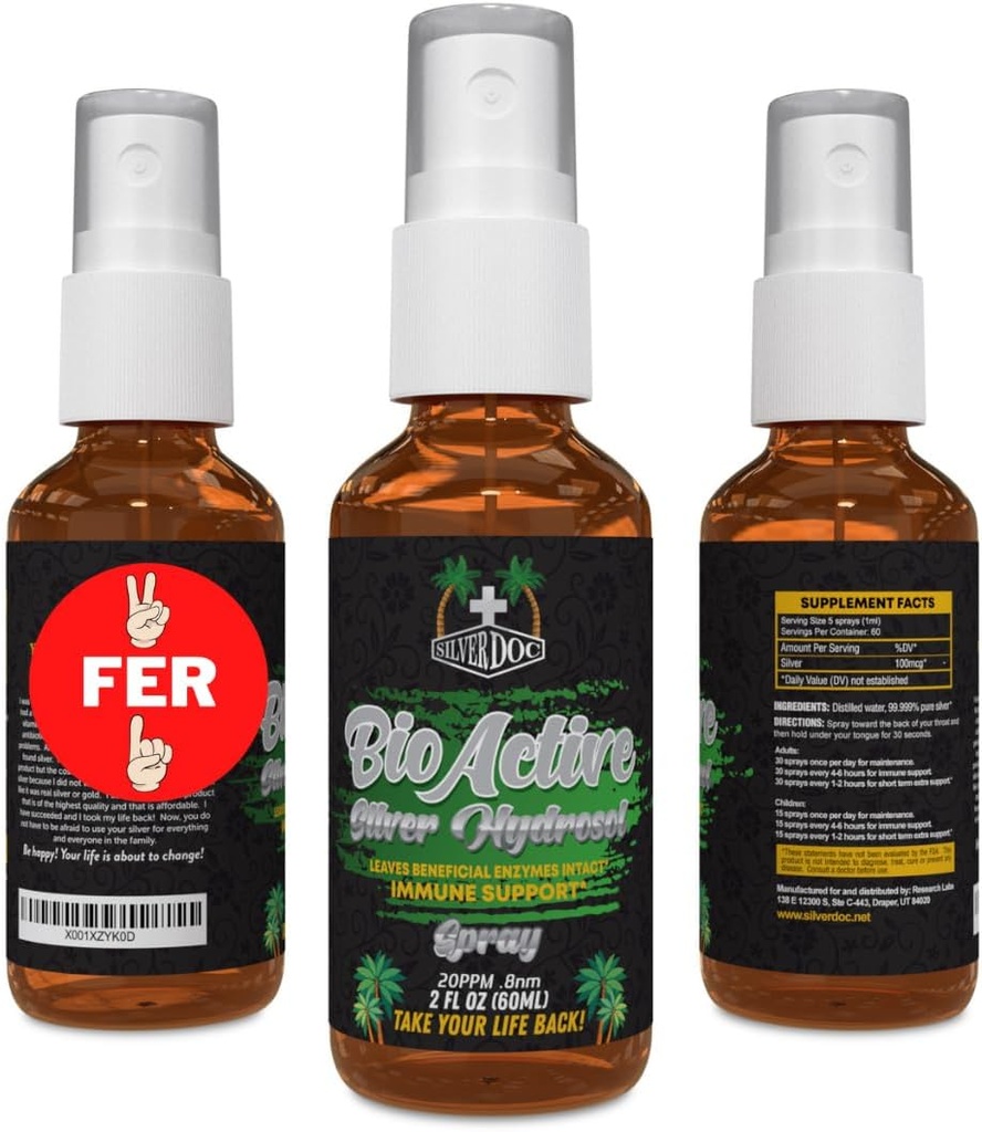 2 for 1 Sale Silver Doc Silver Hydrosol Spray (2-2oz Bottles), Natural Alternative & Immune Support, Better Than Any Colloidal, SilverDoc is Most Effective