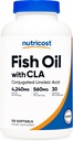 CLA (120 Softgels) ile Nutricost Fish Oil - 4240 mg Fish Oil ve 560 mg Conjugated Linoleic Acid Per Service, GMO-Free, Gluten Free, 30 Hizmet